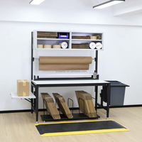 Table d'emballage réglable avec accessoires modulaires et rangement pour l'emballage en entrepôt, fabricant OEM