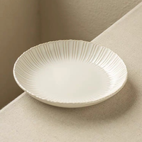 Assiettes de table en céramique américaines, vaisselle de restaurant en céramique, assiettes rayées, service de table, assiettes de fête 8,5'' 10,4''