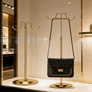 Expositor de Bolsos de Metal con Doble Gancho Ajustable, Precio de Fábrica al por Mayor, Estante para Pedidos al por Mayor para Tiendas de Bolsos de Mujer - Product Image 1