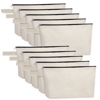 Trousse de Maquillage en Toile Vierge avec Fermeture Éclair pour Cosmétiques et Crayons, Personnalisable avec Logo, Vente en Gros