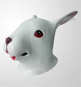 Máscara de animal látex, máscara de coelho para festa de halloween