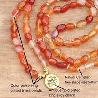 108 Mala 5-8mm forme libre cornaline perles Bracelet fleur de Lotus charme pierre naturelle Yoga guérison méditation bijoux en gros