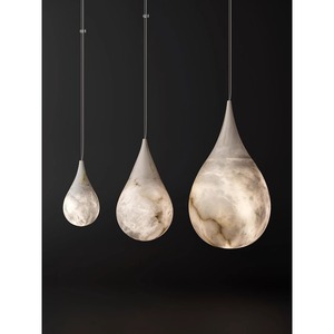 Natural Marble Teardrop Pendant <b>Light</b> Led 15cm 18cm Diameter Oval White Bedroom Dining Room Lamp - Product Image 5