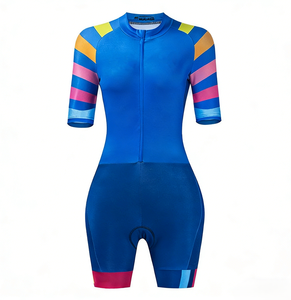 Maillot de cyclisme unisexe de compression professionnel en gros, combinaison de triathlon personnalisée à manches courtes avec fermeture éclair pour la natation, le cyclisme et la course à pied - Product Image 2