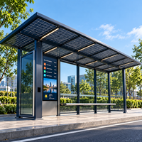 Abri de bus modulaire préfabriqué sur mesure avec verre trempé, arrêt de bus intelligent, structure en acier préfabriquée, abri d'attente pour bus