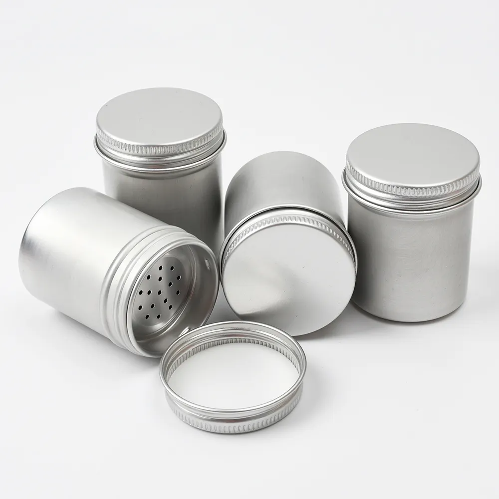 Kunden spezifische Aluminium-Medizin gläser in Lebensmittel qualität Gewürz pulver verpackung Aluminium dosen 50ml Zinn behälter