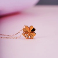 Designer de luxe au750 collier de trèfle à quatre feuilles en or véritable 18 carats pour femmes bijoux fins en diamant