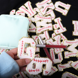 Parche de béisbol de Softball, obra de arte de béisbol de chenilla brillante con letras y números, nuevo - Product Image 6