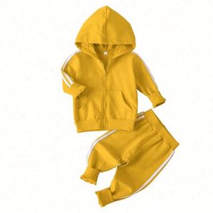 Vêtements pour enfants décontractés 100% coton, ensemble de survêtement 2 pièces, sweat-shirt à fermeture éclair, pantalon de survêtement, jogging pour garçons et filles - Product Image 6