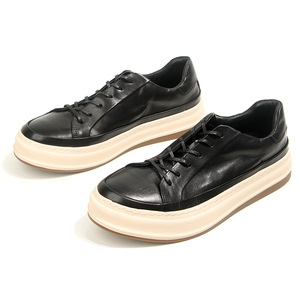 Baskets en cuir de cheval marron à lacets, semelle épaisse et rembourrée, chaussures décontractées pour jeunes - Product Image 5