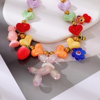 Asu kleurrijke choker ketting met hartvormige kralen en ballonhondjes & fruitbedels, zomerse statement sieraden voor vrouwen