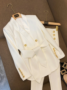 Nuovo Arrivo Cappotto da <span class=keywords><strong>Donna</strong></span> di Qualità in Stile Europeo <span class=keywords><strong>Blazer</strong></span> Monopetto da Ufficio <span class=keywords><strong>con</strong></span> Collo a Scialle e <span class=keywords><strong>Cintura</strong></span> - Product Image 3