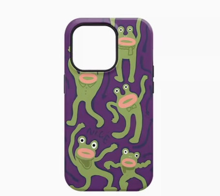 Purple Frog Funny Acrylic TPU Two-in-One Phone Case with Holster