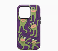 Étui de téléphone deux-en-un en acrylique et TPU avec étui de protection pour téléphone portable, motif grenouille violette amusante