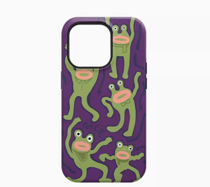 Custodia per telefono divertente in acrilico e TPU due in uno con fondina per protezione cellulare - Rana Viola - Product Image 1