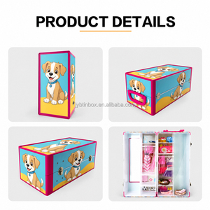 JYB Cute Puppy Printed Rectangular Metal Doll <strong>Wardrobe</strong> Tin Box Lockable Portable Storage Case for Doll Clothes Accessories - Product Image 4