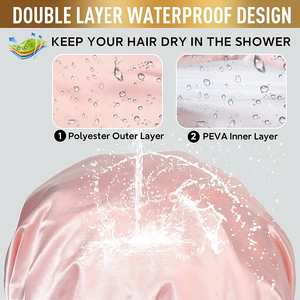 Bonnets <span class=keywords><strong>de</strong></span> <span class=keywords><strong>bain</strong></span> EVA CHAair imperméables à double couche, bleu, style personnalisé, couleur unie, réutilisables, doublés <span class=keywords><strong>de</strong></span> satin <span class=keywords><strong>de</strong></span> soie, <span class=keywords><strong>bonnet</strong></span> <span class=keywords><strong>de</strong></span> douche <span class=keywords><strong>orange</strong></span> - Product Image 5