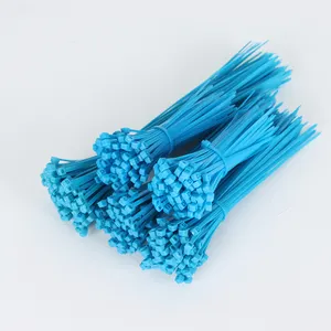 Bridas de nailon con cierre automático, cintas de plástico para atar cables, 66 colores, azul