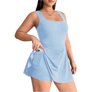 Vestido Casual de Punto Transpirable para Mujer, Talla Grande, Sin Mangas, Cuello Cuadrado, Corte en A - Product Image 3