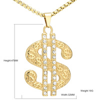 Collier imposant transfrontalier, best-seller, style Hip-Hop exagéré, avec signe dollar personnalisé et perle incrustée de diamants naturels