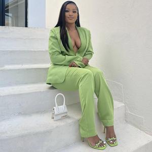 Nuevo Traje <span class=keywords><strong>de</strong></span> <span class=keywords><strong>Pantalón</strong></span> Elegante <span class=keywords><strong>para</strong></span> <span class=keywords><strong>Mujer</strong></span>, Estilo Verano, Color Sólido, Cuello <span class=keywords><strong>de</strong></span> Traje, Conjunto <span class=keywords><strong>de</strong></span> Una Pieza - Product Image 3