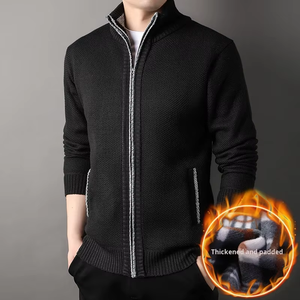 Cardigan en maille zippé à <span class=keywords><strong>col</strong></span> <span class=keywords><strong>roulé</strong></span> pour homme, personnalisable avec logo, idéal pour l'hiver - Product Image 3