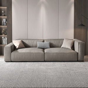 Factory Custom Italian Minimalist Tofu Block Genuine Leather <b>Sofa</b> Top Grain Cowhide Down Filled Straight <b>Sofa</b> - Product Image 3