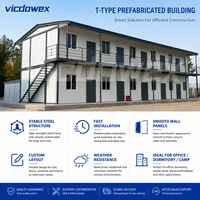 VICDOWEX Maison préfabriquée moderne de type T, construction en acier à panneaux sandwich, isolation thermique, caractéristiques ignifuges, 15-25 ans