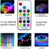 Contrôleur de bande lumineuse LED RGBIC à pixels, 2048 pixels max, télécommande RF SP104E contrôlée, 17 touches, mini variateurs sans fil, DC 5V 12V 24V