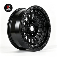 Jantes tout-terrain en alliage d'aluminium de 24 pouces, formées par flux, avec design simulé Beadlock pour SUV, pick-up, remorque, jantes universelles à rayons multiples