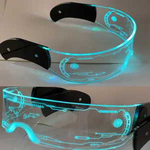 Diskon Besar LED Kacamata Bercahaya Elektronik Visor Menyala Kacamata Teknologi Kreatif Pesta Bercahaya LED Kacamata Masa Depan 7 Warna