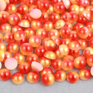 Wholesale 4mm 5mm 6mm Non Hotfix Rhinestone Bulk Non Hot Fix Strass Crystal Half Round Flatback Pearl Beads For DIY