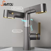 Robinet de lavabo solide Pullwash, lavabo en verre trempé, robinet de lavabo intelligent à thermostat électronique numérique avec affichage de la température