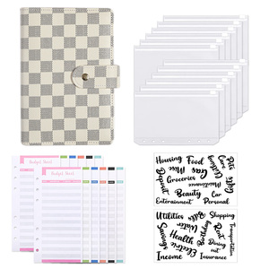 Agenda Personalizzata A6 in Pelle PU con Copertina Rigida <span class=keywords><strong>a</strong></span> <span class=keywords><strong>Quadretti</strong></span>, 6 Anelli, Portafoglio con Buste per Contanti, Pianificatore di Budget - Product Image 4