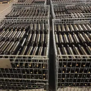 Contenitore pieghevole su misura della rete metallica per le bottiglie di vino impilabile in metallo acciaio pieghevole contenitore per Pallet di stoccaggio per bottiglie