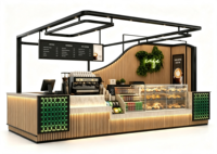 Kiosque à café moderne personnalisé pour centre commercial, comptoir de présentation de boulangerie, stand de café en bois, kiosque de café