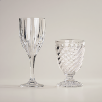 Verre à vin de luxe en cristal transparent, style chinois, nouveau, avec motif torsadé personnalisé, pied court, 180-320 ml, logo personnalisé, fabrication sur mesure