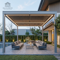 Pérgola Moderna Independiente de 3x4m con Techo de Láminas de Aluminio Motorizado, Impermeable, para Jardín, Espacios de Vida de Lujo, Directo de Fábrica OEM