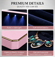 Boîte à bijoux octogonale en plastique avec éclairage LED, multicolores, pour présentation complète de bijoux, vente en gros