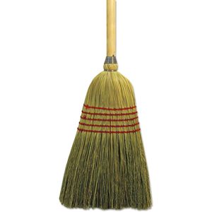 Escoba para patio exterior Boardwalk 926CEA, mango de madera de 42 pulgadas con cerdas de fibra de maíz, escoba natural para salón - Product Image 1