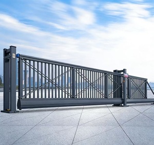 Portail coulissant cantilever avec revêtement en poudre |   Porte de sécurité en métal durable pour garage de stationnement et zone industrielle - Product Image 1