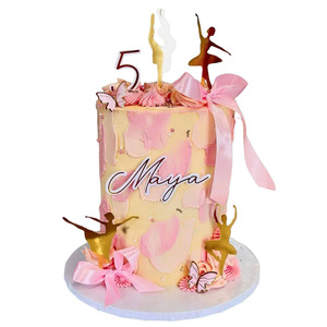 Décoration de gâteau en acrylique « Honey And Sweetness Ballet Girl », lot de 6 pièces, pour fête d'anniversaire - Product Image 5