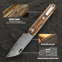 Couteau pliant LONSDOW avec manche en érable marbré, acier Damas 67, qualité OEM, pour la chasse, le camping, le bricolage, EDC, couteaux de poche