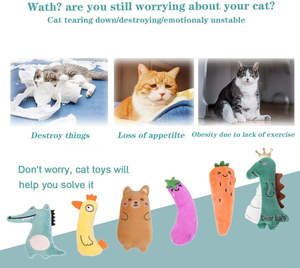 Juguetes resistentes a mordeduras rellenos de hierba gatera de frutas de dibujos animados, almohada para gatos, juguetes para masticar adecuados para limpiar los dientes, juguetes para gatos de interior - Product Image 6