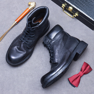 Goodyear handcrafted genuine leather sole casual leather <b>boots</b> for men, new style, thick sole, trendy, high-top, men's moccasin - Product Image 3