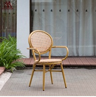 Chaise en rotin en osier moderne, tissage en résine PE fait à la main, mobilier d'extérieur, fauteuil de jardin, de salle à manger pour cybercafé, hôtel, vente en gros