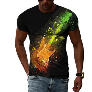 Flame 3D imprimé guitare T-Shirt pour hommes grande taille personnalisé Instruments de musique Jersey avec motif Design OEM ODM T-shirts - Product Image 5