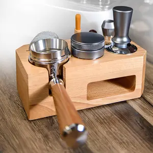 Wood Coffee Tamper Station Fits Portafilters Tampers Coffee Distributors And Levelers Suit For 54mm Accessories