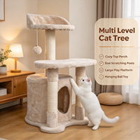 Arbre à chat pour chats d'intérieur, tour à chat multi-niveaux avec poteaux à gratter en sisal, niche confortable pour chat et balle suspendue