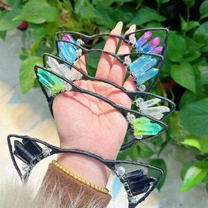 Aura Crystal Point Tiara Mermaid Raw Crystal <strong>Quartz</strong> Crown Headband for Weeding <strong>Party</strong> - Product Image 5